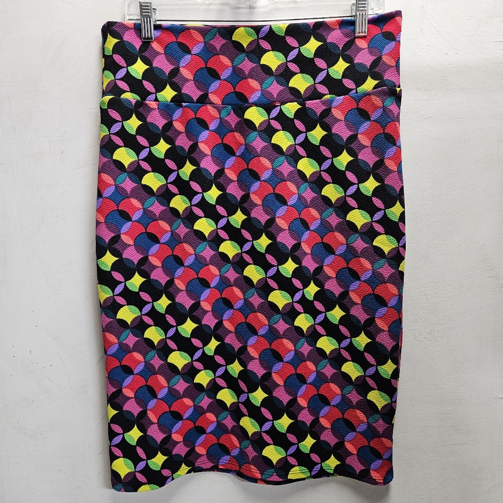 Vibrant Geo-Print Pencil Skirt - Neon Multi